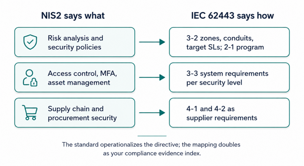 Figure 2. Pairing directive obligations with standard mechanisms gives auditors and authorities a coherent story.